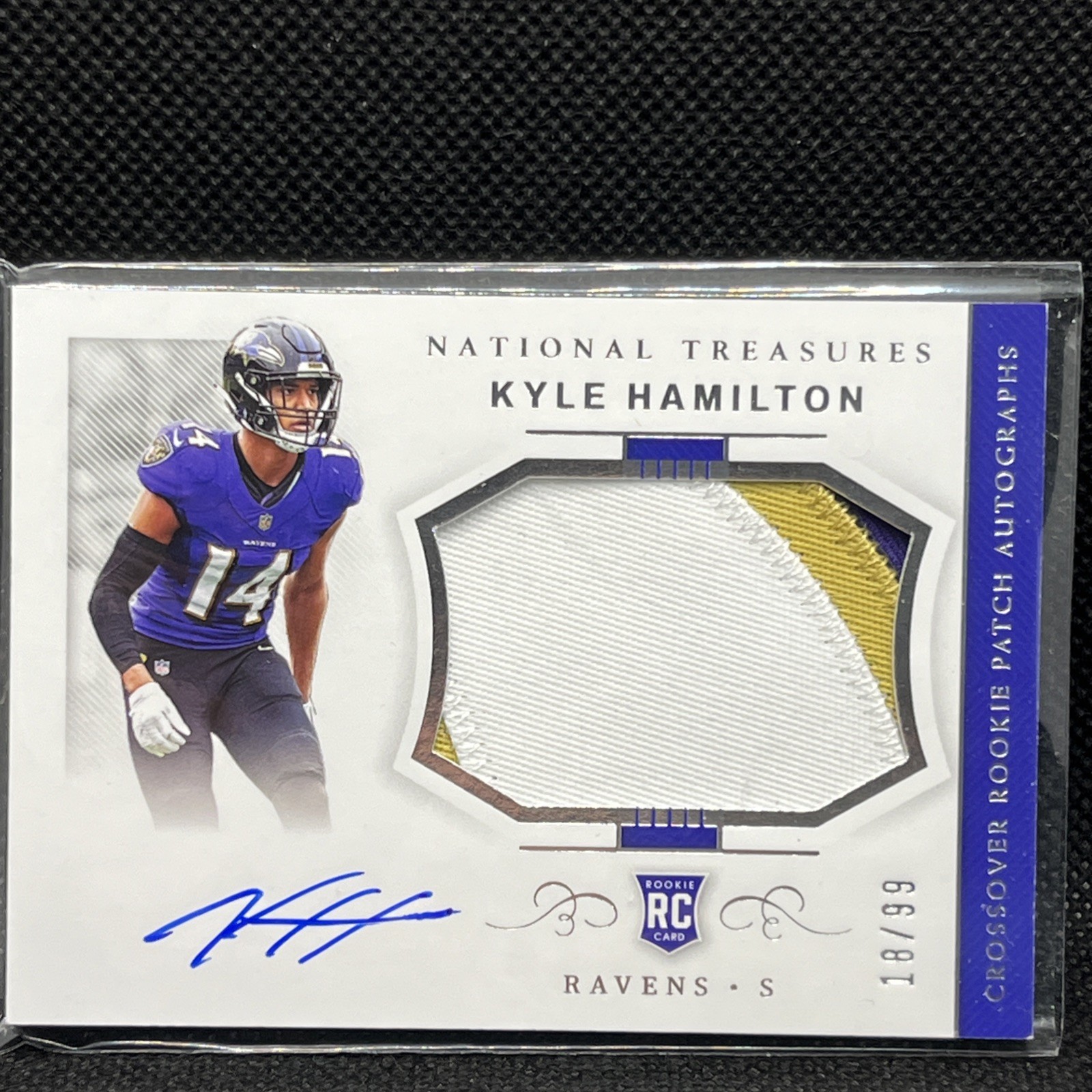KYLE HAMILTON 2022 NATIONAL TREASURES CROSSOVER RPA ROOKIE RC AUTO /99
