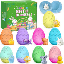 Easter Egg Bath Bombs for Kids with Surprise Toys Inside, Easter Basket Stuffers