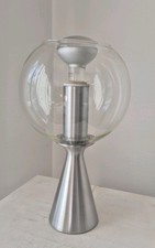 Erco Kugellampe Tischleuchte Space Age Design 60er-70er Silber Glaskugel Vintge