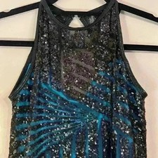 Curtain Call Teal with Black Sequin Overlay Jazz Dance Costume Dress J5246