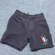 Polo Ralph Lauren Navy Blue TRIPLE PONY LOGO Fleece Shorts Boy's 5 POCKETS