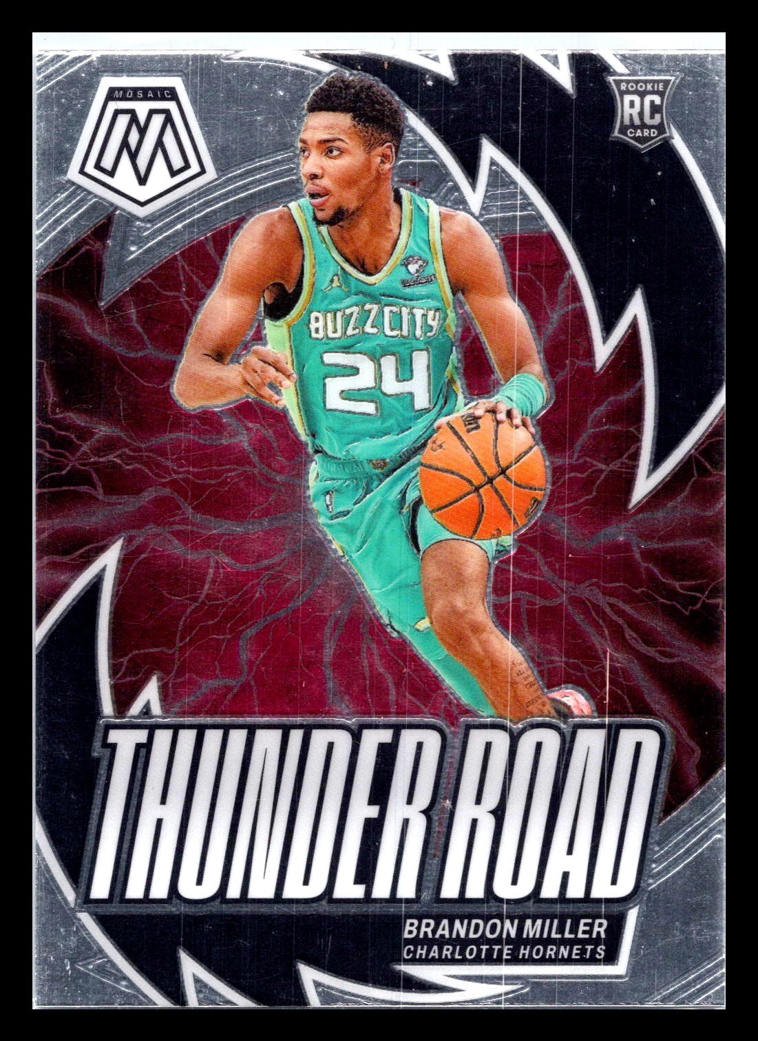 2023-24 Mosaic #19 Brandon Miller Thunder Road RC Rookie Charlotte Hornets