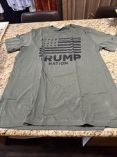 Donald Trump Nation T-Shirt Green XL American Flag Canvas Maga USA Made us