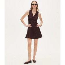 J. Crew 10 Linen Mini Dress Chocolate Berry Brown