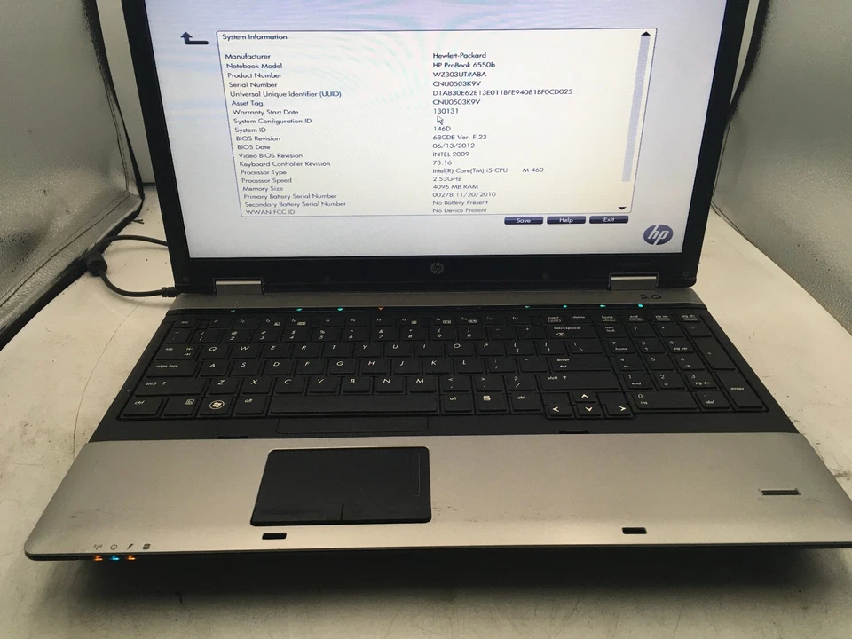 HP PROBOOK 6550B - BOOTS TO BIOS - INTEL I5 M460 - 4GB RAM - 15" - READ DESC -BB - Image 3 of 4