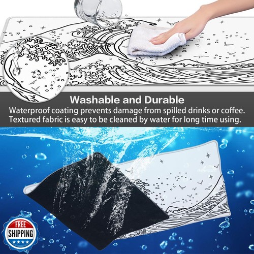 Canjoy Gaming Mouse Pad, Japanese Sea Wave Mouse pad 31.5x11.8inch Large Exte - 第 5/5 張圖片