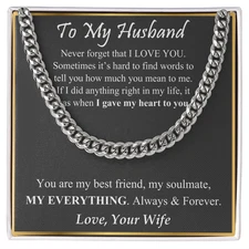 To My Husband Necklace Gift - From Wife with Love Message Card - Romantic Gift