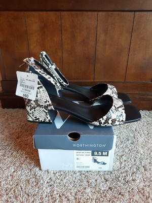 Worthington Wor Victoria NATURAL SNAKE Skin Sz 9.5 Medium NEW straps 2 Inch Heel