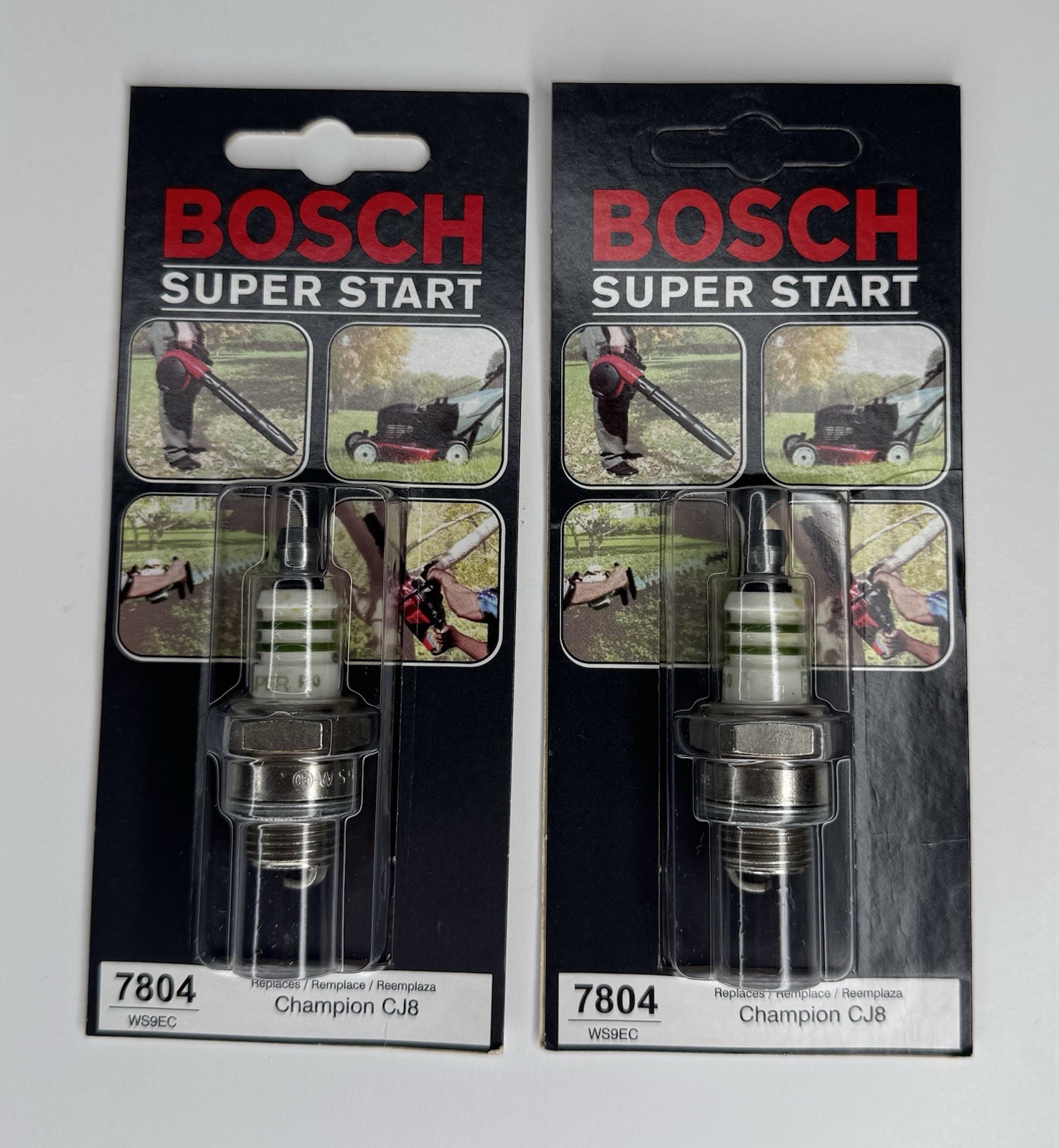 Lot X2 BOSCH Spark Plug 7804 LAWN MOWER, CHAIN SAW NGK BM6Y  Champion CJ8 NEW