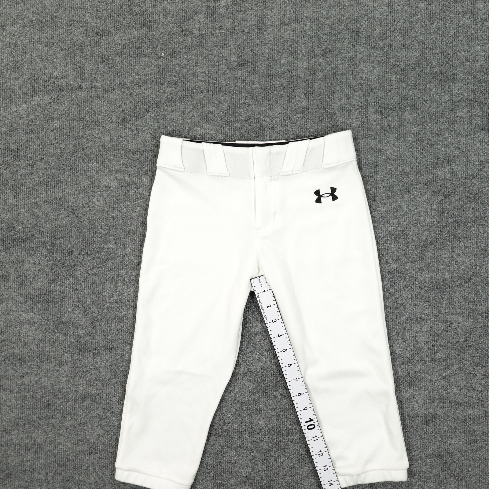 Under Armour Baseball Pants Youth Small White Loose Fit Belt Loops Knee Panels