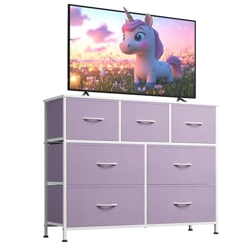 purple dresser for sale Sorbus 6 Drawers Dresser- Storage Unit with Steel Frame, Wood Top, Fabric Bins