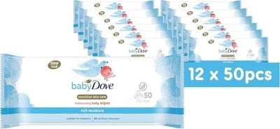 BABY DOVE Dove Baby Rich Moisture Moisturising Baby Wipes 50 Pack - Pack of 12