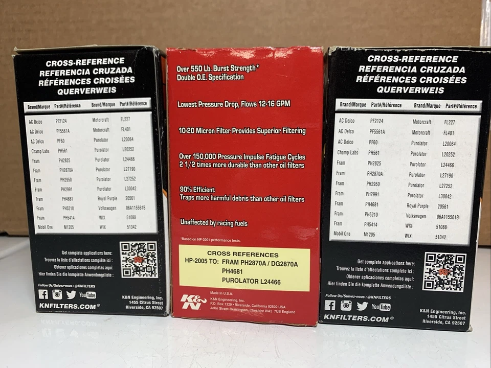 (3) K&N HP-2005 Wrench-OFF Performance Gold Oil Filter, VW Audi Ford Ibiza - Image 2 of 4