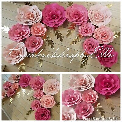 7 LARGE set Paper flowers! BEAUTIFUL BACKDROP♡♡