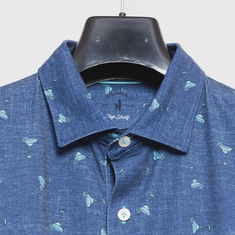 JohnnieO Golf Shirt Size S Men Blue Cocktail Theme Casual Polo eBay