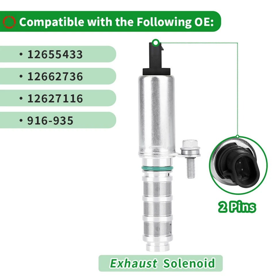 12655433 12655434 Intake＆Exhaust 2PCS VVT Solenoid Valve For Buick Cadillac GMC Foto 3 de 4