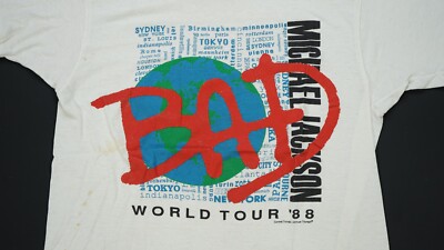 ヴィンテージ　88年　マイケルジャクソン　ツアーTシャツ Vintage 1988 Michael Jackson Bad Tour T Shirt Single Stitch Size