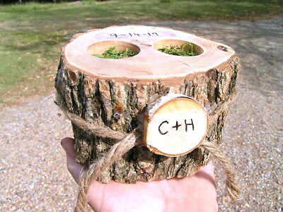 Personalized Ring bearer box, Rustic wedding pillow alternative CH