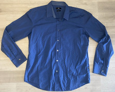 HUGO BOSS Slim Fit Polka Dot Shirt XL Blue Casual Long Sleeve Abstract Geometric
