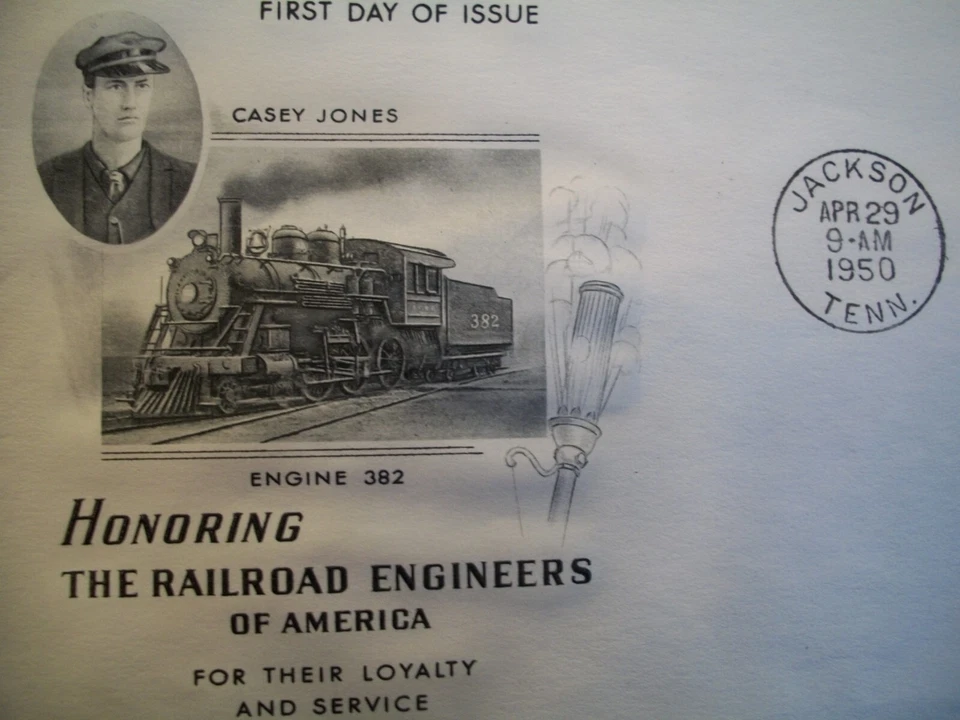 First Day of Issue Casy Jones Railroad Engineers Loyalty & Service 1950 - Image 2 of 2