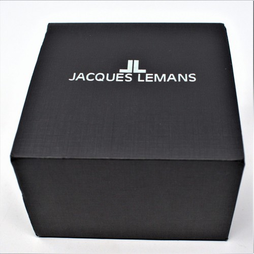 JACQUES LEMANS London Men's Watch Black Leather Strap 1-1845P - Picture 5 of 5