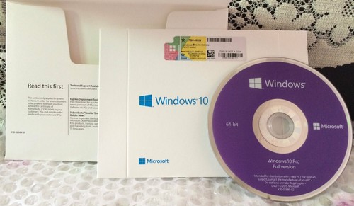 New Microsoft Windows 10 Pro Professional 64 bit DVD OS + COA 1 License Genuine