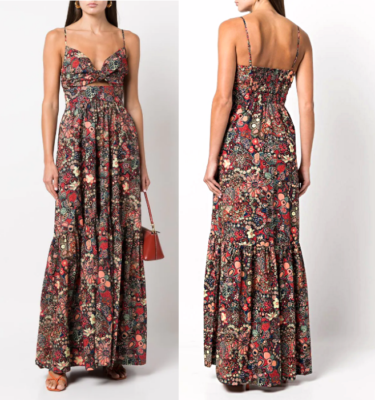 A.L.C. Laura Cotton Sangria Multi Print Tiered Cut-out Maxi Dress sz 2 $598  | eBay