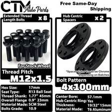 2x 15mm Thick 4x100 57.1mm Cb Wheel Spacers Black 12x1.5 Ball Bolts Fit Vw Audi 2x 15mm Thick 4x100 57.1mm Cb Wheel Spacers Black 12x1.5 Ball Bolts Fit Vw Audi