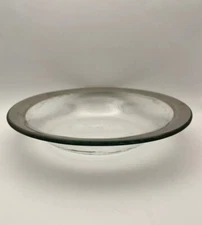 AnnieGlass 1996 Platinum Rim Soup Serving Bowl 9 inch Signed Art Glass Vintage