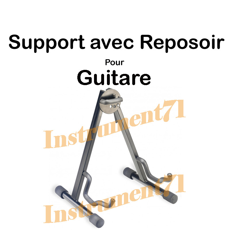 Support de sol en A pour guitare acoustique et electrique noir en acier