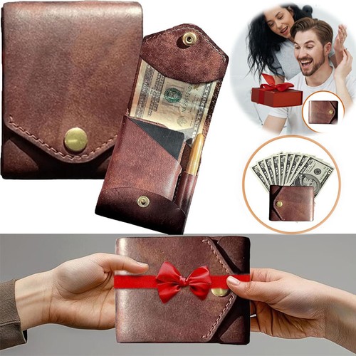 Multifunctional Compact Wallet,Handmade Leather Wallet for Men,Small Slim Thin