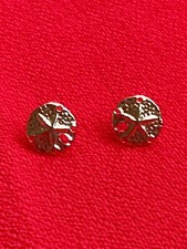 14k Yellow Gold Sand Dollar Post Stud Earrings 11mm