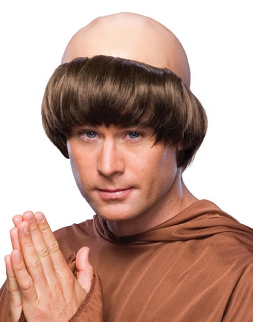 Brown Bald Spot Balding Monk Friar Tuck Priest Medieval Adult Halloween