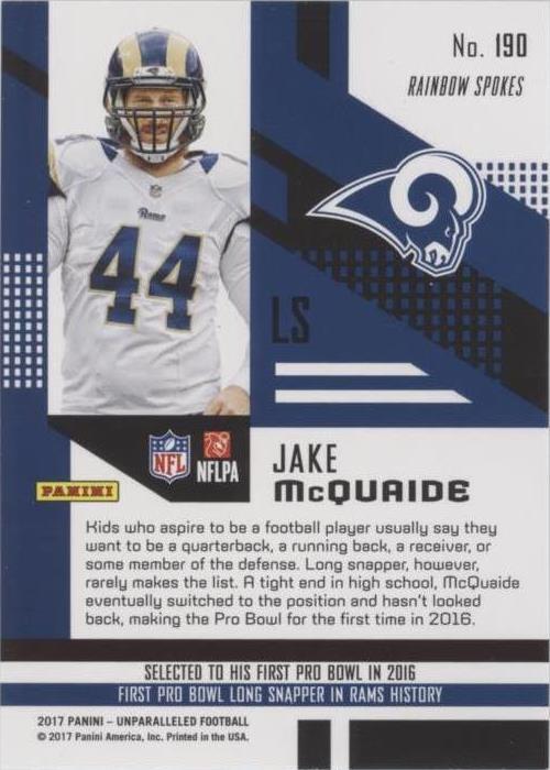 qb 2017 vol.1〜5 2017 Panini Unparalleled Jake Mcquaide #190 for sale | eBay