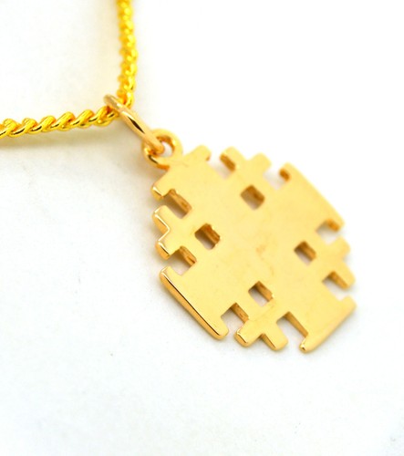 Jerusalem cross pendant gold filled with 20" necklace Holy Land Israel gift box - 第 1/4 張圖片