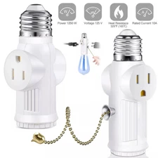 E26/E27 Light Socket to Plug Adapter 2/3 Prong Light Bulb Outlet Plug Converter