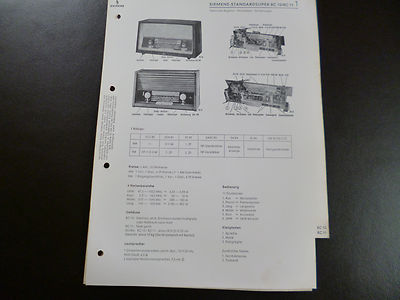 Original Service Manual Siemens  Standardsuper RC 10 RC 11