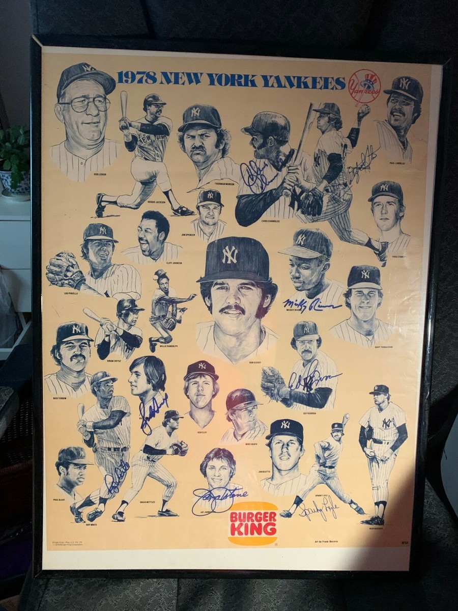 New York Yankees 1978 Signed Burger King Promotional Poster signed