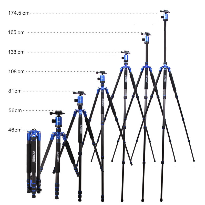 Professional Carbon Fiber Tripod Z818C Travel Monopod&Ball Head For