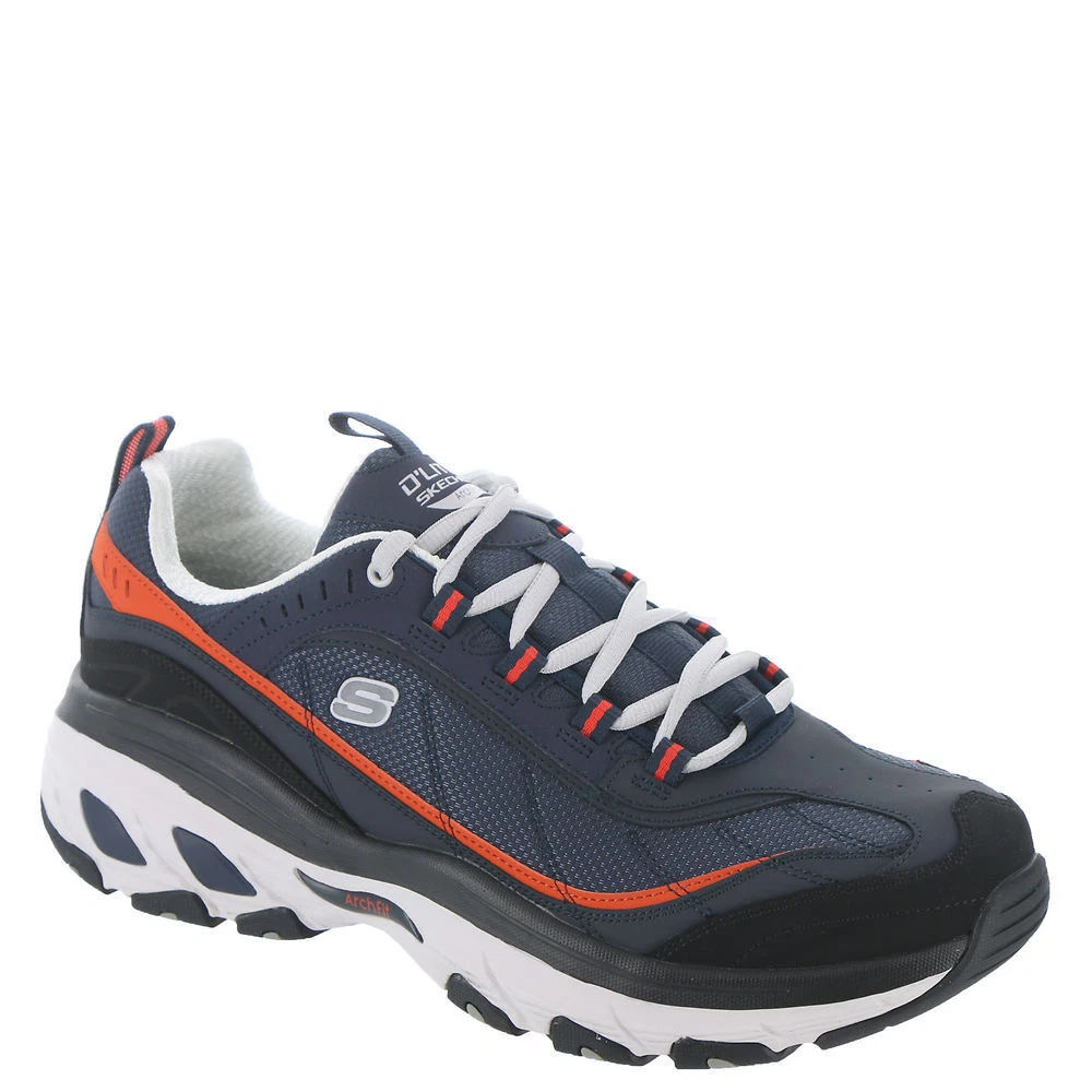 Skechers Fit D&#039;lites Shoes Navy Orange Men Memory Foam Sport Comfort 237311 | eBay