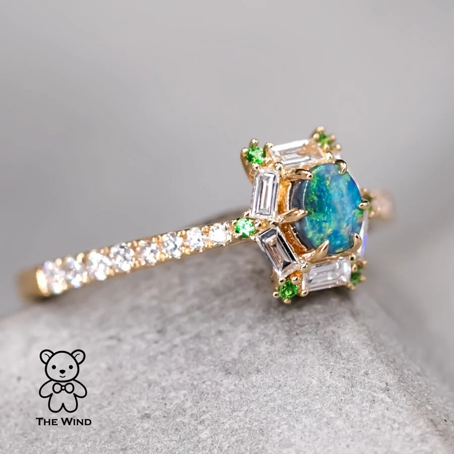 Diamond engagement ring with opal accents outlet