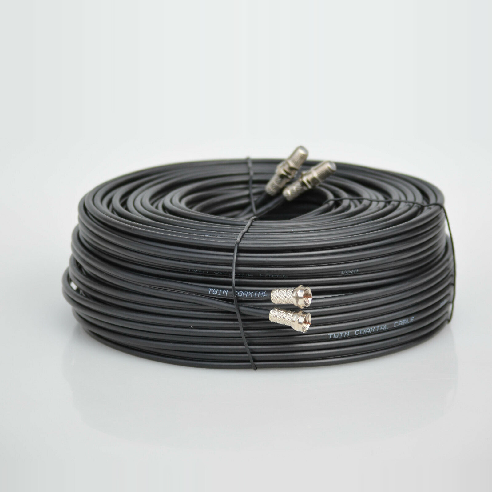 2m Black Twin Satellite Shotgun Extension Coax Cable Fits Sky + HD Freesat