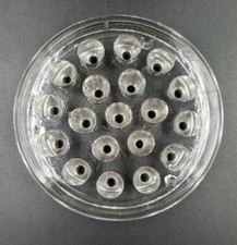 19 Hole Floral Frog Vintage 5" Clear Glass Flower Arrangement Footed Holder