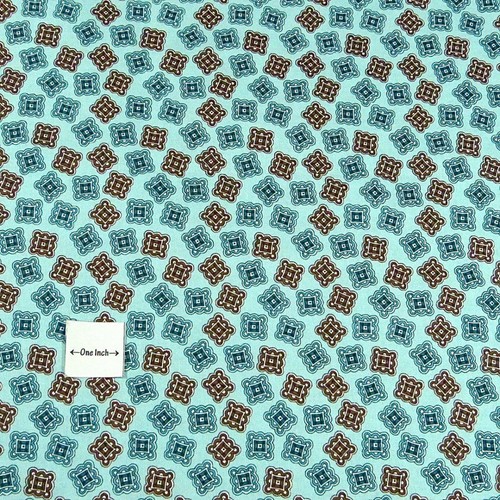 Little Brown & Aqua Neats Tossed on Pale Turquoise, Cotton, 1/2 Yd - Picture 2 of 4
