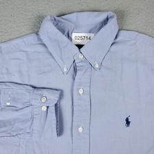 Ralph Lauren Shirt Mens 16 Blue Pony Casual Button Up Long Sleeve STAINED 