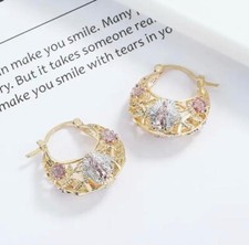 18k Layered Real Gold Filled Basket hoop Earrings Multi Colors