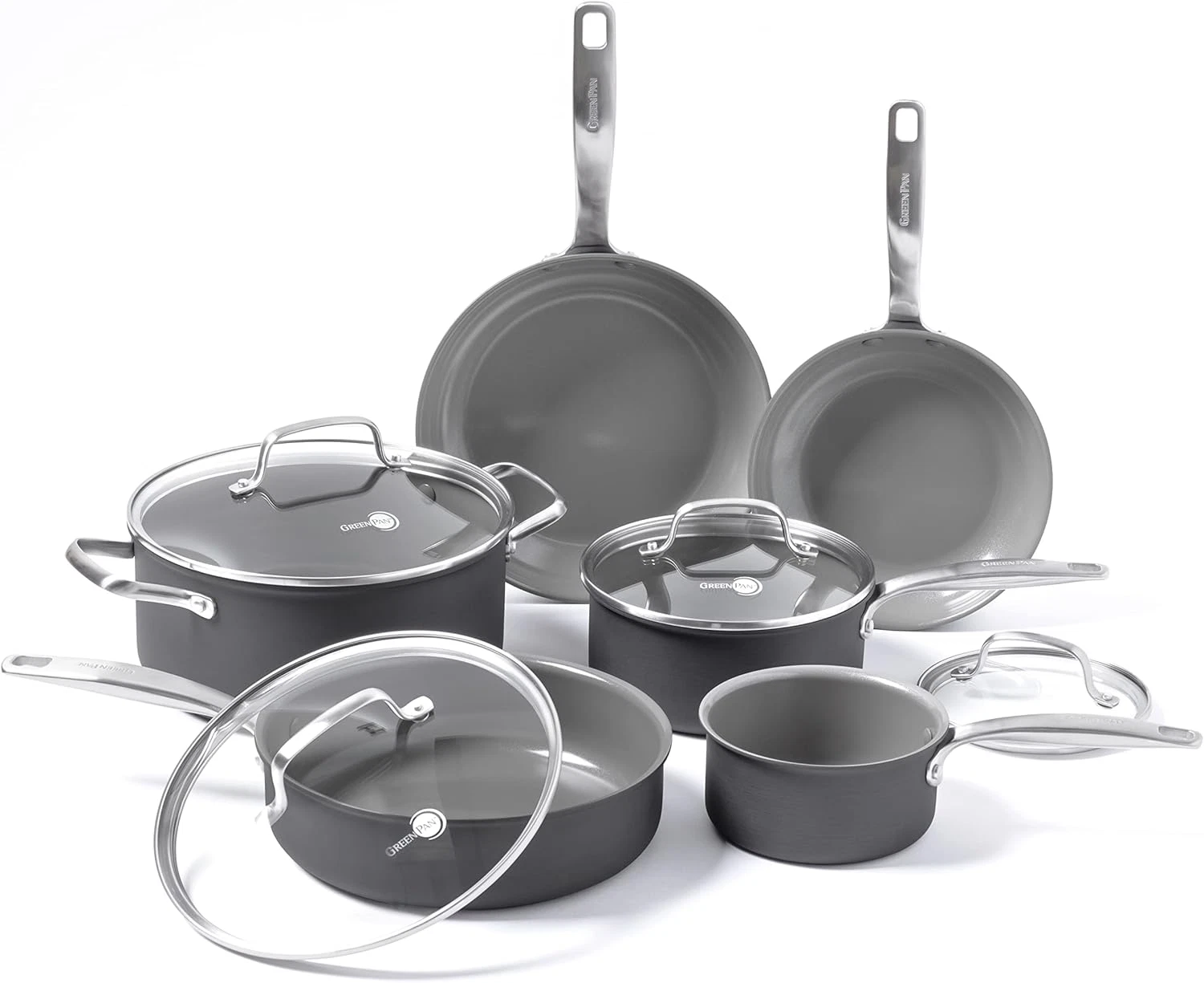 Chatham 10-Piece Hard Anodized Ceramic Nonstick Cookware Set, Gray