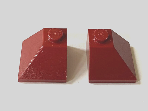 Lego Stck.: Doppelkonvexe Dachecke, 2x2, Prt # 3045, dunkelrot weinrot - 2 Stck.