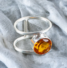 Citrine Gemstone 925 Sterling Silver Ring Handmade Jewelry Ring For Gift