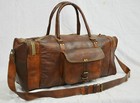 Bag Leather Men Weekend Travel Gym Vintage Duffel Overnight Luggage S Genuine